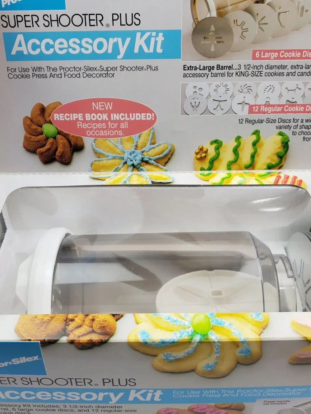 Super Shooter Plus + Accessory Kit Cookie Making Press Proctor Silex Unused NIB
